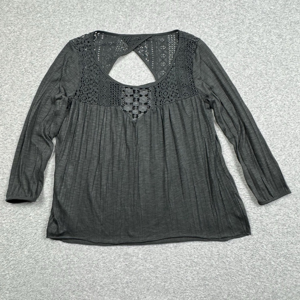 American Eagle‎ Outfitters Floral Lace Top Womens Small Dark Gray Goth Babydoll